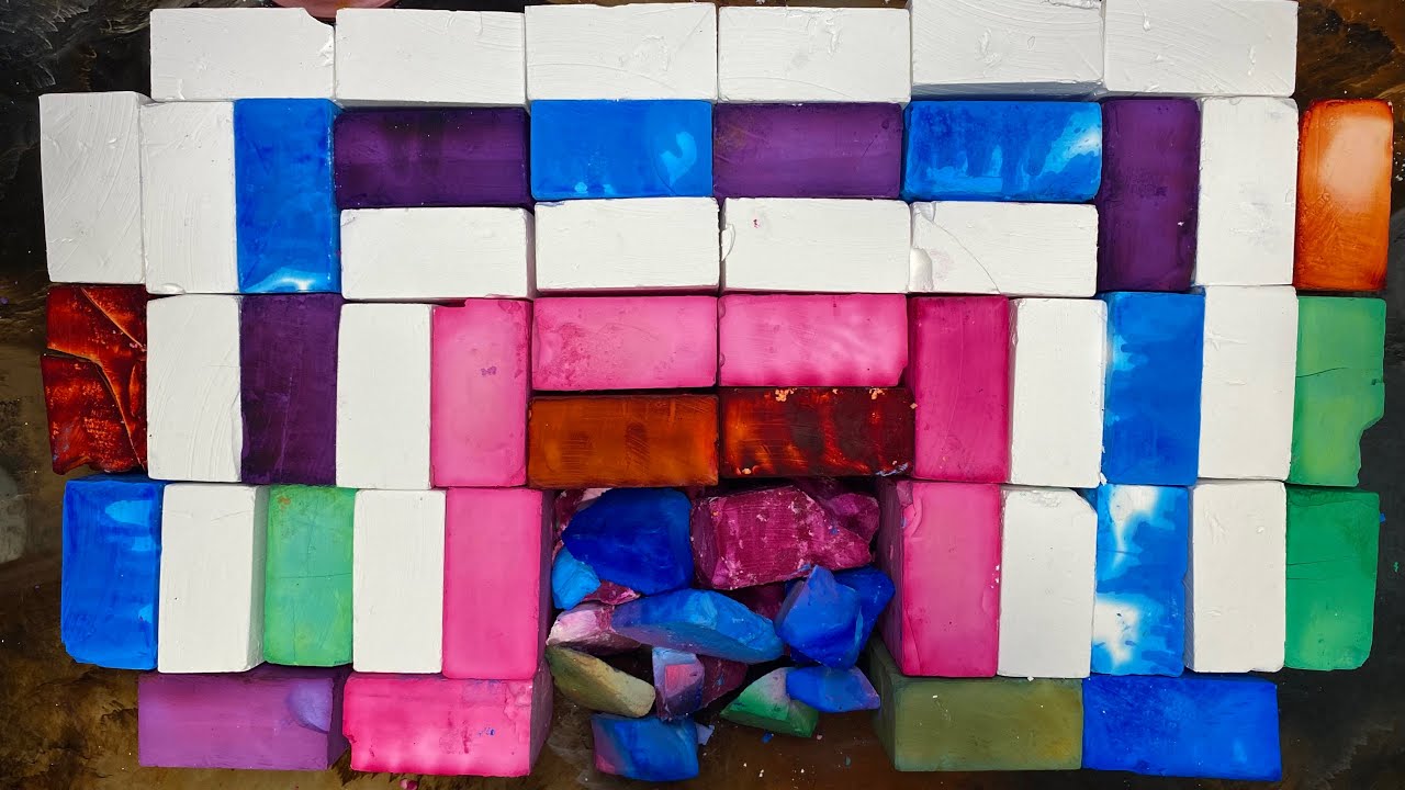 50 C1 Soft Dyed and Fresh Gym Chalk Blocks ASMR | 14K subs appreciation 🫶🏻| Gym Chalk mass Crush