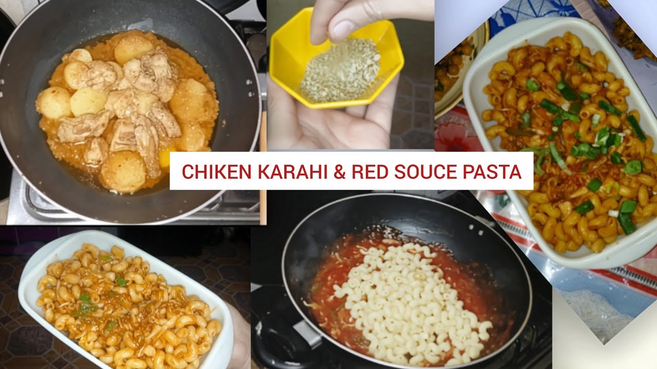 Chicken karahi and red sauce pasta#1k #trending  #superyumm#1k #food #cooking #youtube 