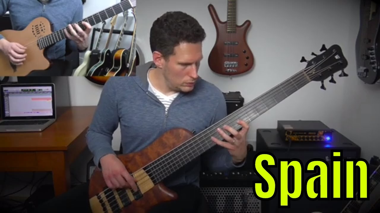 Spain on 6-string Fretless Bass & Nylon String Guitar - Bass Practice Diary - 4th February 2020