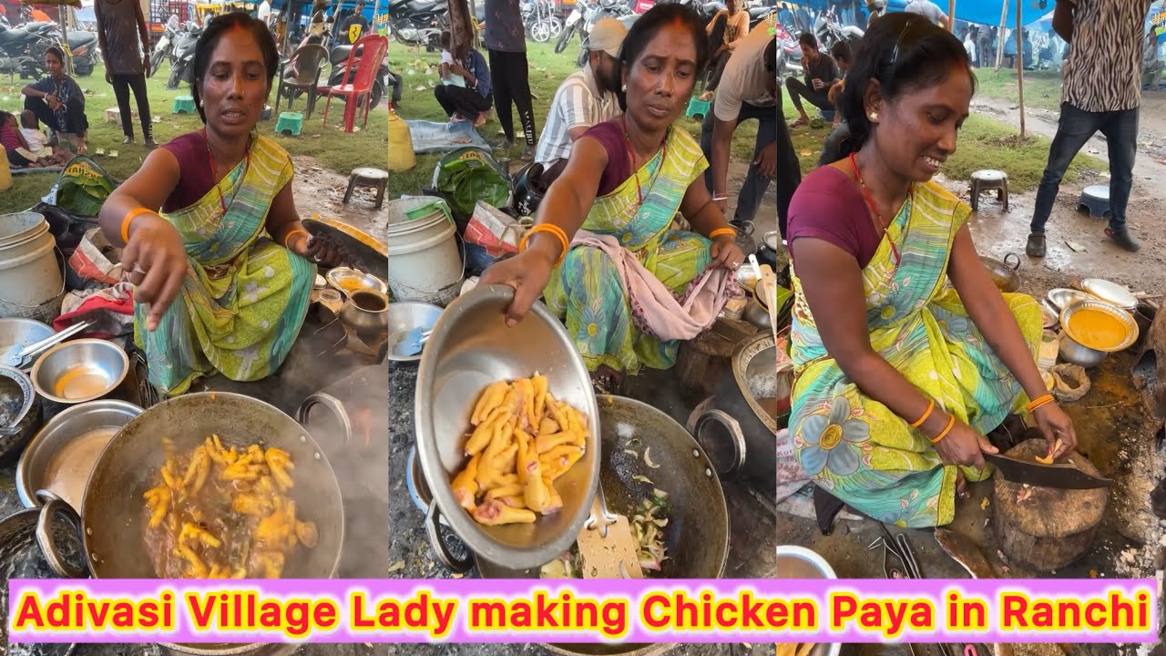 🍗 Adivasi Village Lady Making Chicken Paya / Chicken Feets in Ranchi | Traditional Tribal Cooking 🌿🔥
