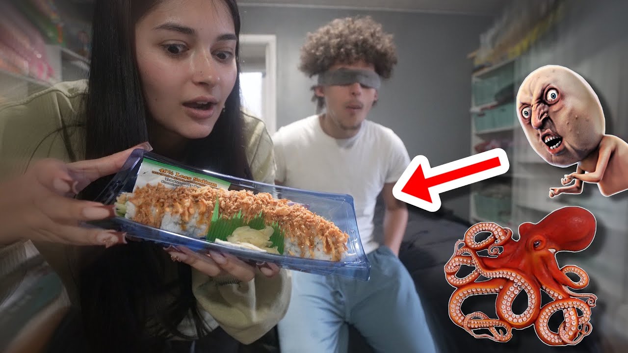 We Fed Each Other MYSTERY FOOD While BLINDFOLDED! She Took Full Advantage...