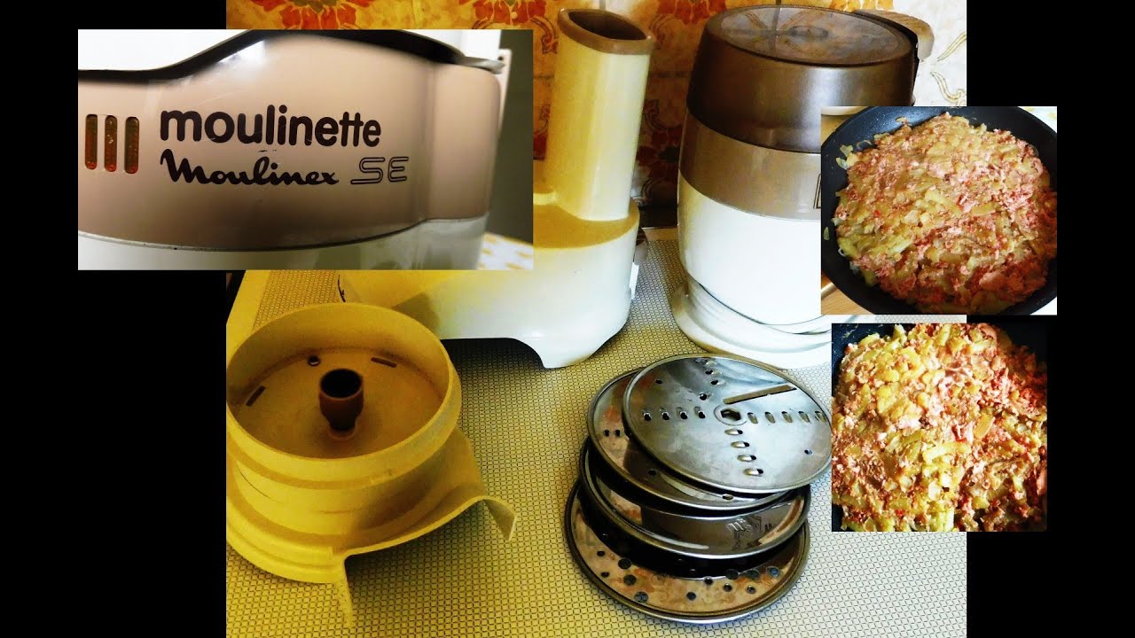 Moulinette Moulinex SE Electric Chopper.Cooking fried potatoes with sausages