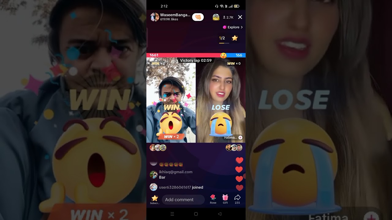 Waseem bangash vs Fatima TikTok live match and gap shap 😂😛