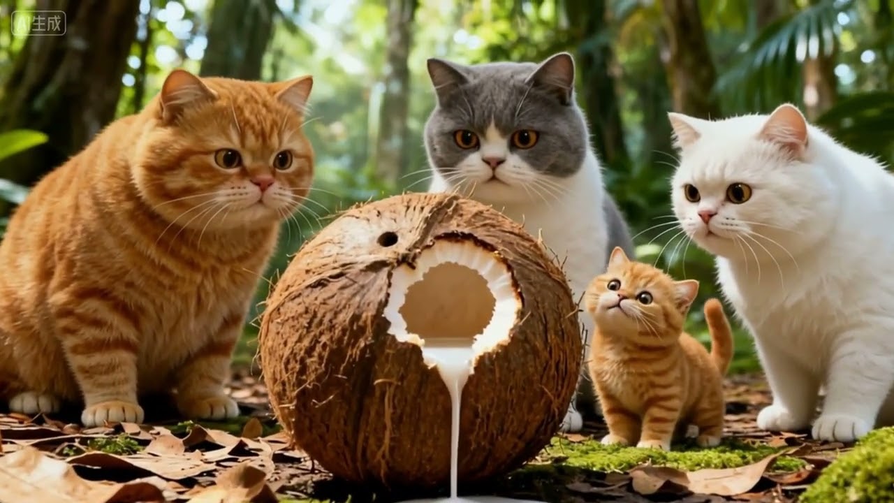 Mama Cat Makes a Fluffy Homemade Cake—Baby Cat Is in for a Treat! 🍰🐱