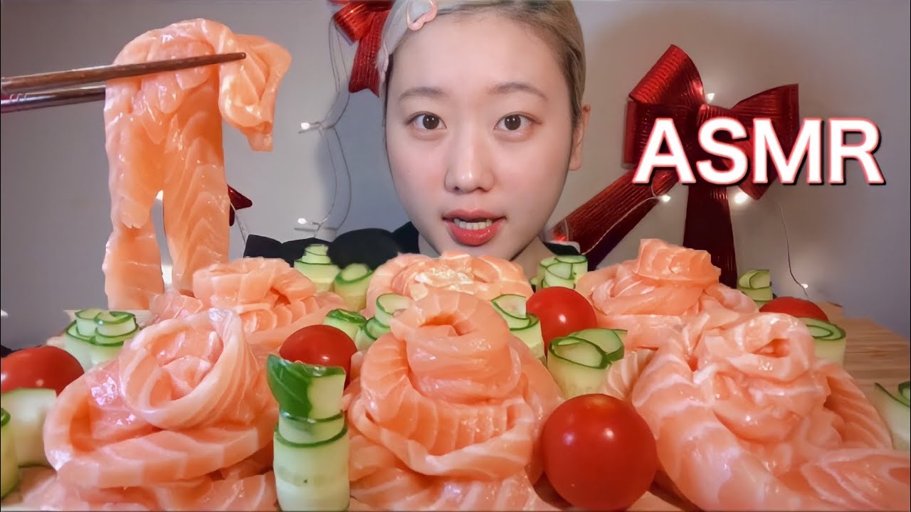 ASMR サーモン麺 Salmon Noodles 연어 국수【咀嚼音/Mukbang/Eating Sounds】