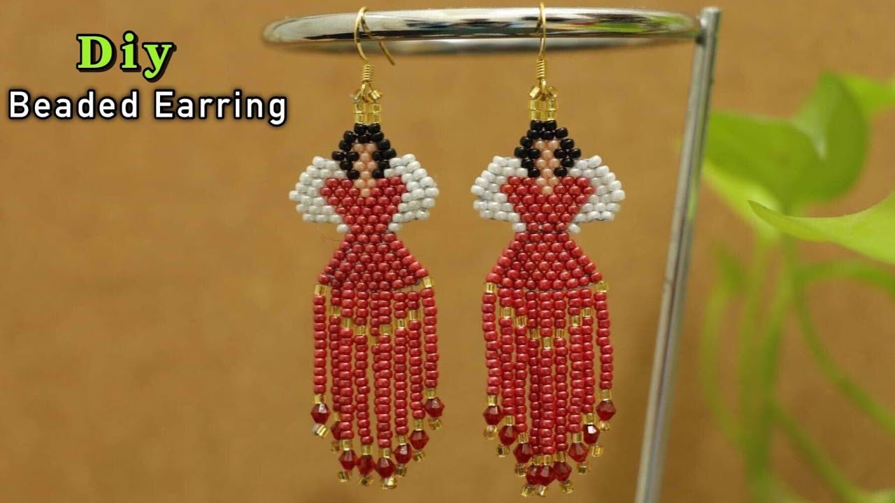 How to make Beaded Angel Fringe Earring | DIY | Native American Earring #diy #earring #fringe #howto