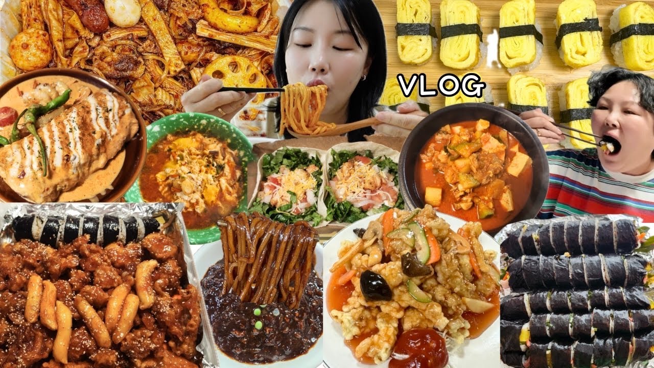 나도 드디어 먹어봄✌🏻 마라샹궈+계란초밥 꿀조합 먹방 브이로그 | 맥시칸치킨 닭강정 짜장면 케찹탕수육 고추장찌개 김밥 라면 타코 엔칠라다 마라샹궈 계란초밥 Mukbang VLOG