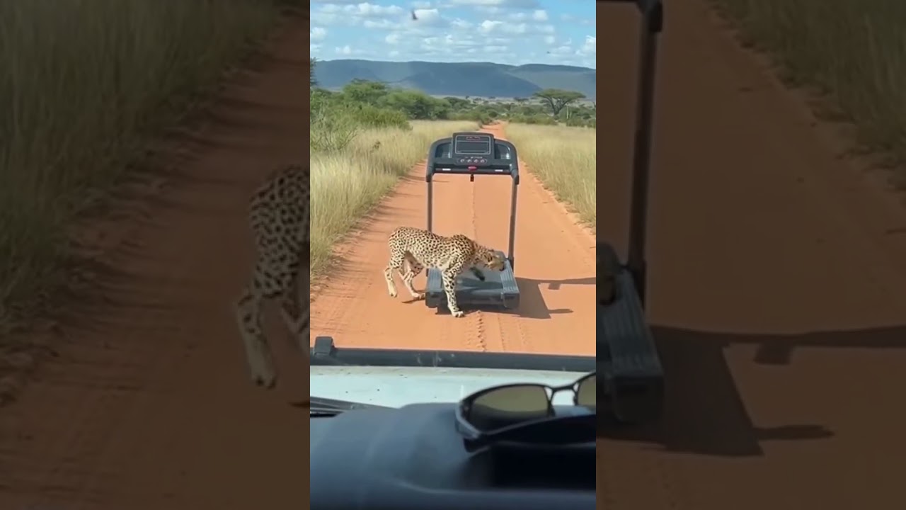 Cheeta running on a treadmill (Made With Ai)