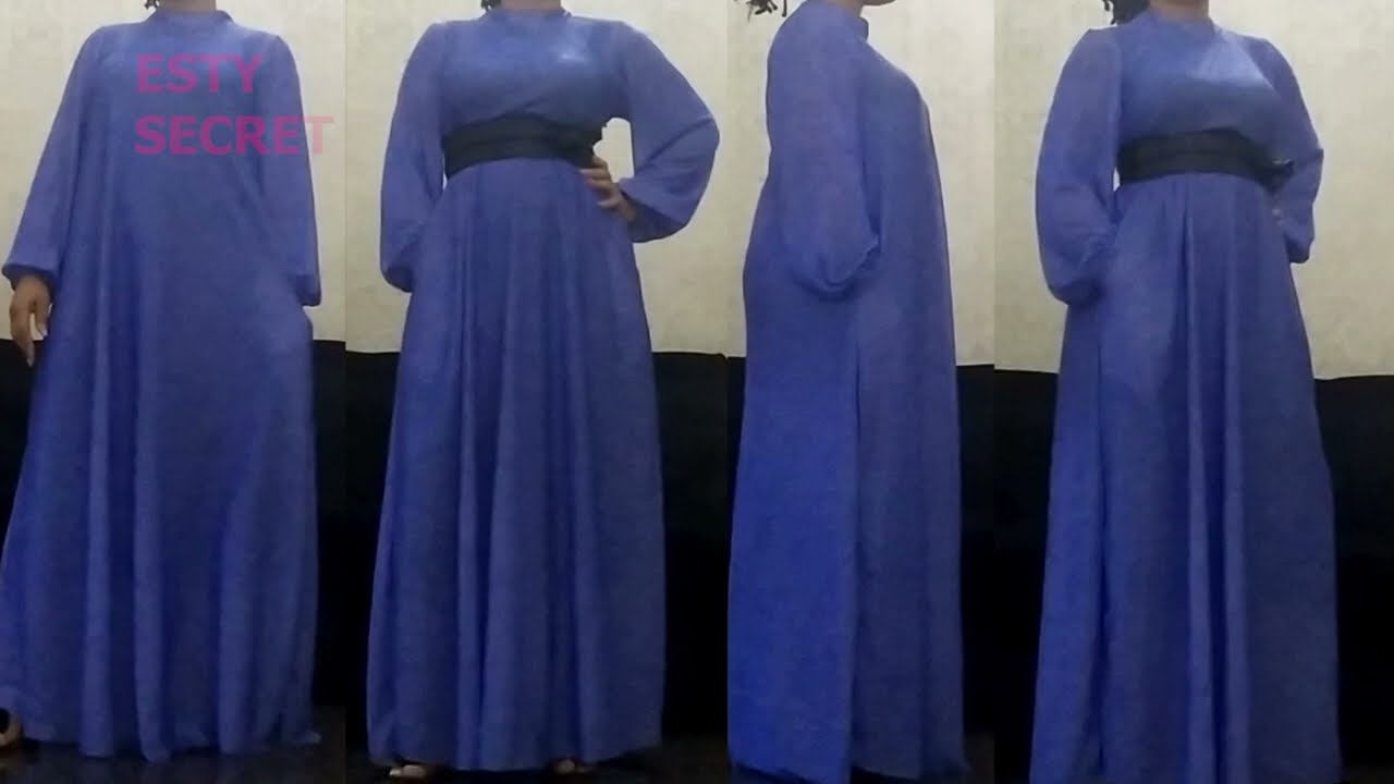 HOW TO CUT  AND SEW A MAXI FLARED GOWN WITH BISHOP COLLAR