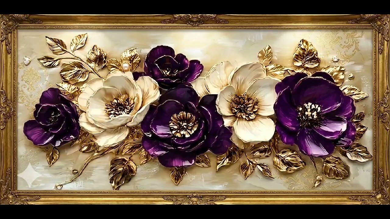 Ornate floral elegance in gold frame 🌺🌺🌺