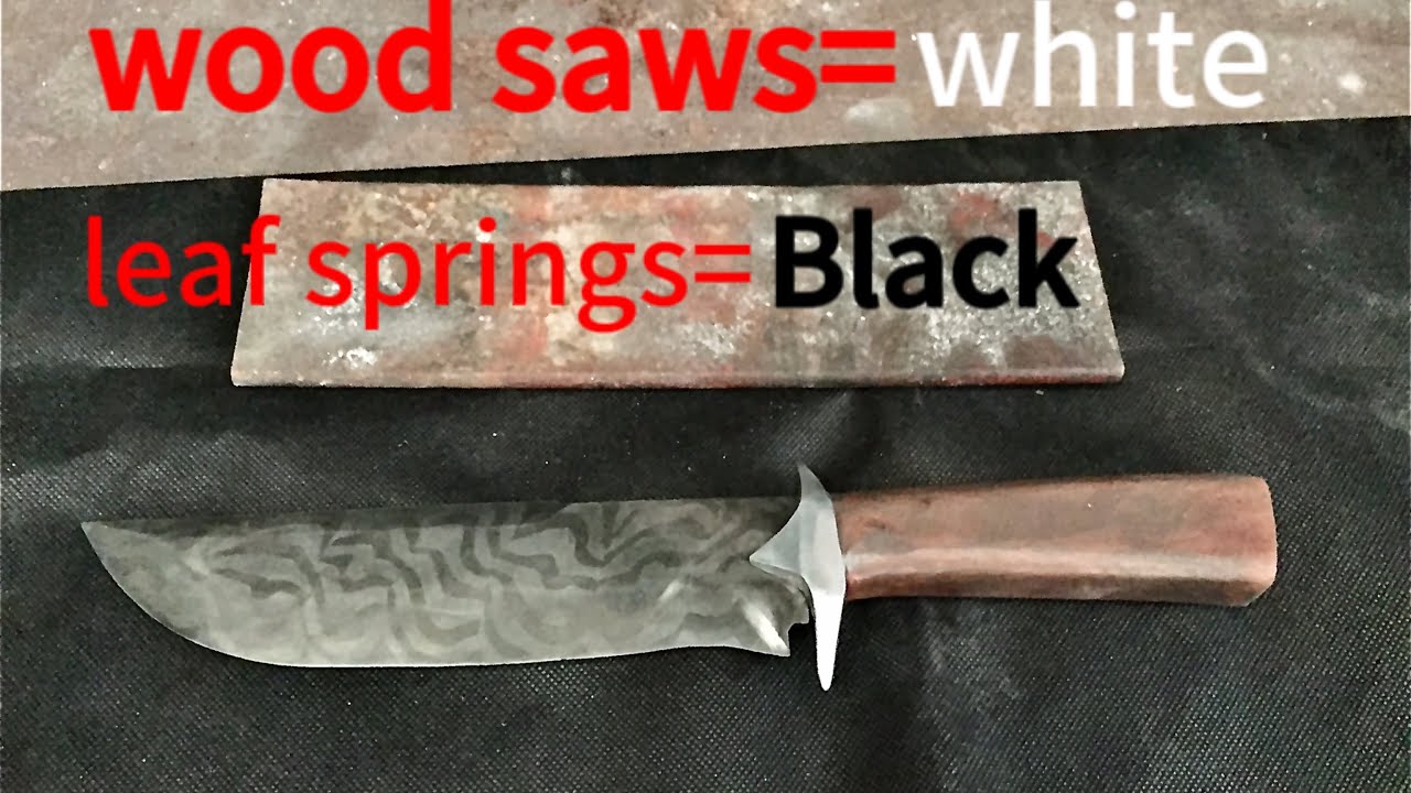 making damascus knives from wood saws and leaf springs