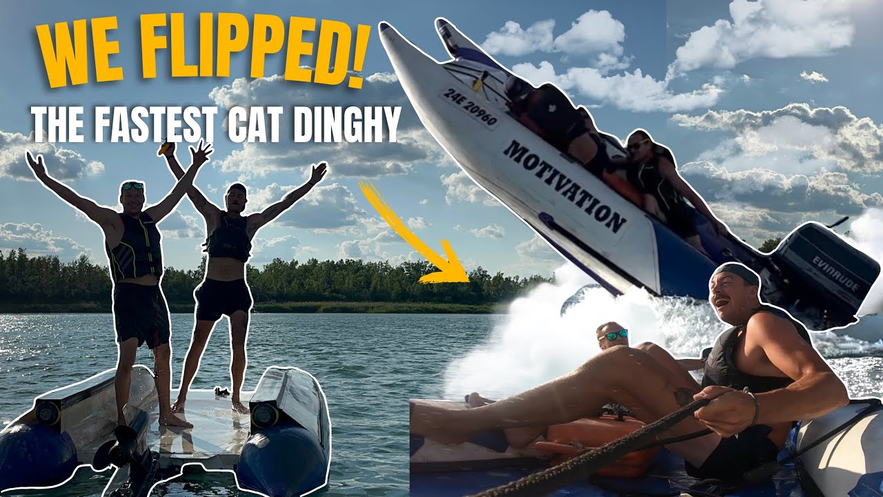 We FLIPPED the Fastest Cat Dinghy! 120HP Full Speed Chaos 😱