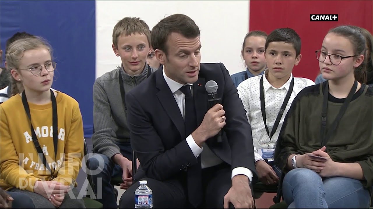 Emmanuel Macron : débat avec les enfants - L'Info du Vrai du 28/03 - CANAL+