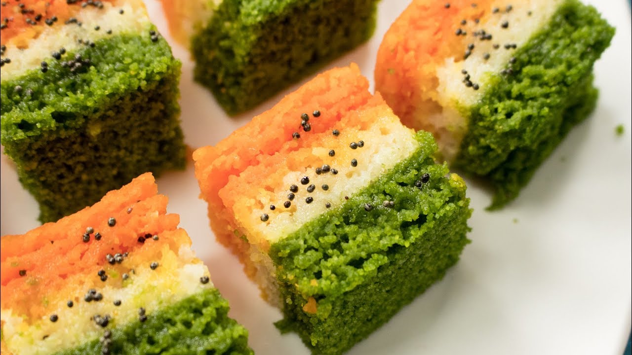 Tiranga Rava Dhokla Recipe | Indian Independence Day Special Indian Suji Tricolor Dhokla