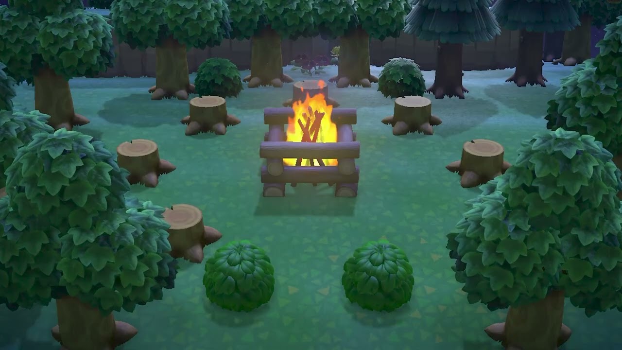 animal crossing campfire ambiance 🪵🔥 slowed and reverbed new horizons main theme 1 hour
