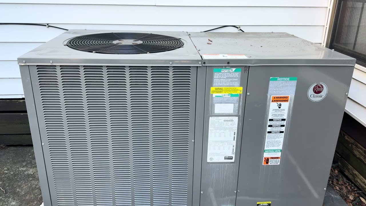 2018 3.5 Ton Rheem Classic Packaged Heat Pump | Startup, Running, Shutdown [Heat Mode]