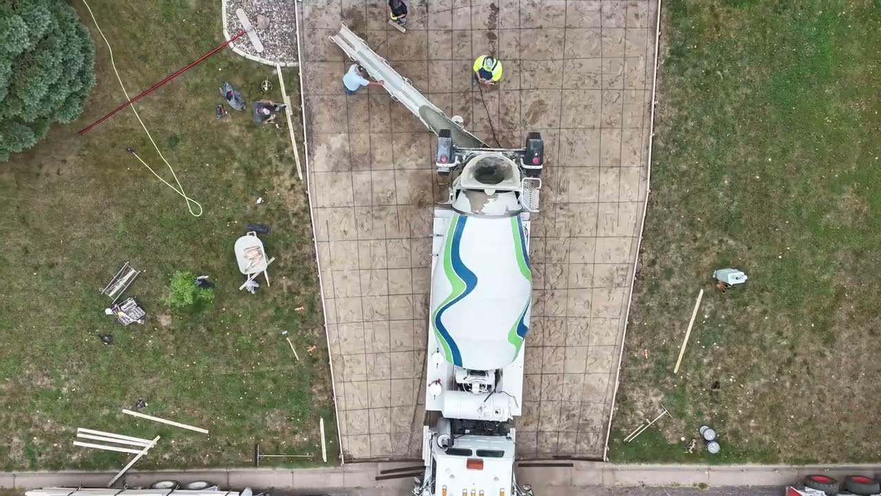 Asphalt to Cement Driveway DJI Air 3 Drone Timelapse