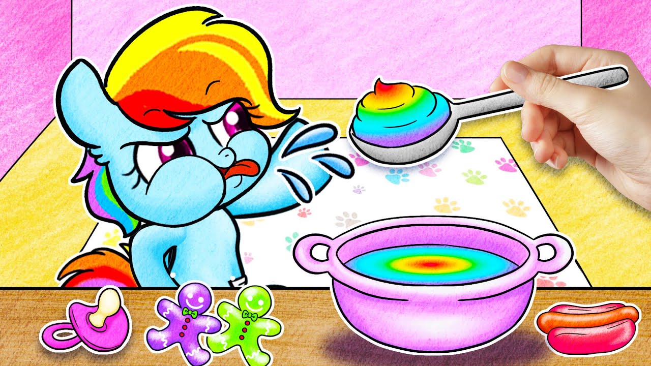 PONY Stories: Rainbow Dash Comes Out from a Surprise Egg ✨ | Paper Stop Motion | 재미있는 스톱 모션 만화