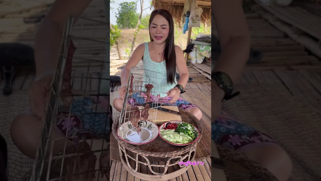 พล่าเนื้อย่างใส่หมากแตง