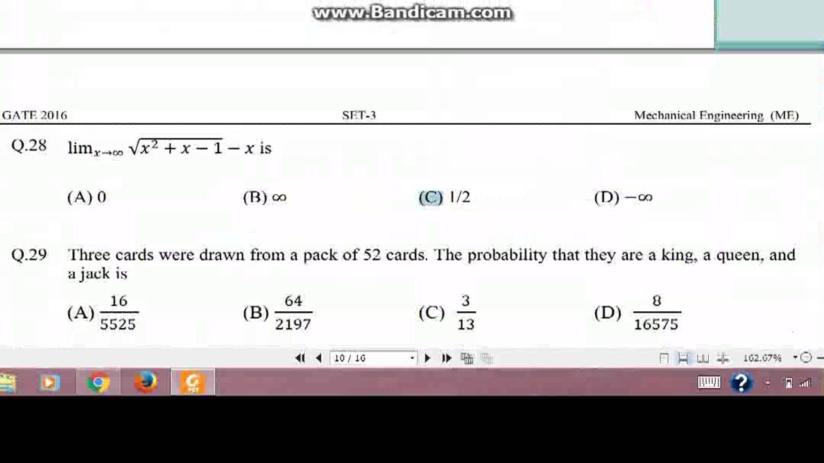 gate 2016 mechanical set 3 full answer key and questions