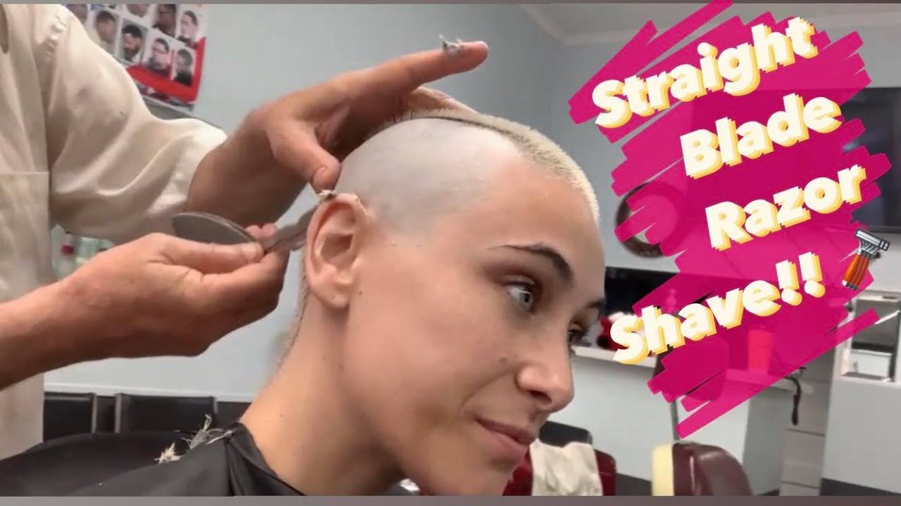 STRAIGHT BLADE SHAVE TO THE SCALP AT BARBER SHOP!