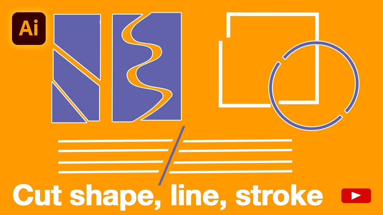 How to Cut Shape , Line or Stroke in Adobe Illustrator