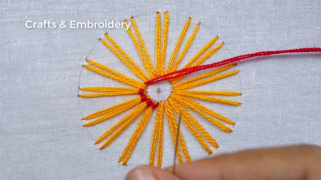 Hand Embroidery Easy Circle Embroidery Tutorial, Round Flower Embroidery Design, Circle Embroidery
