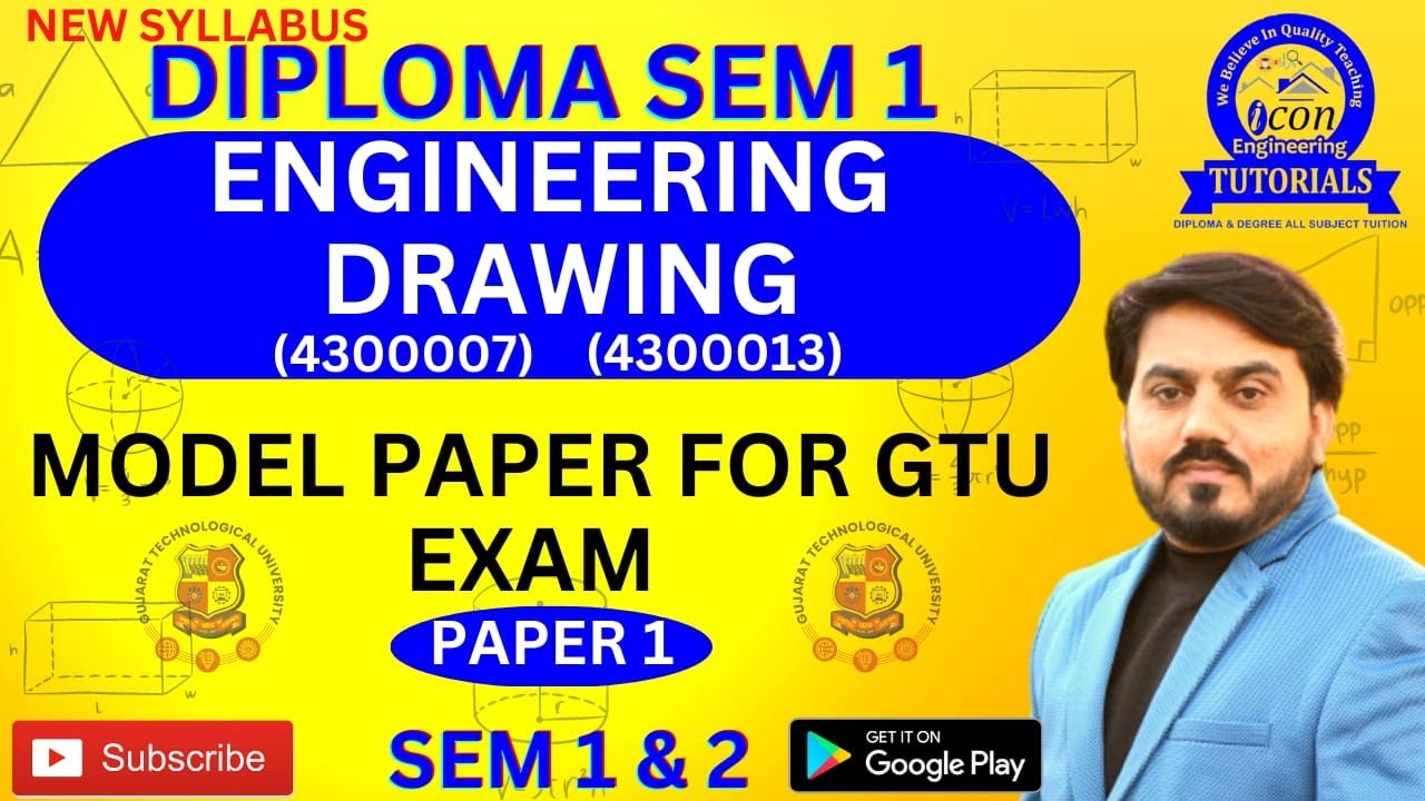 DIPLOMA SEM 1 ENGINEERING DRAWING MODEL PAPER 1 ||  MECHANICAL AND CIVIL  SEM 2 ELECTRICAL  || GTU