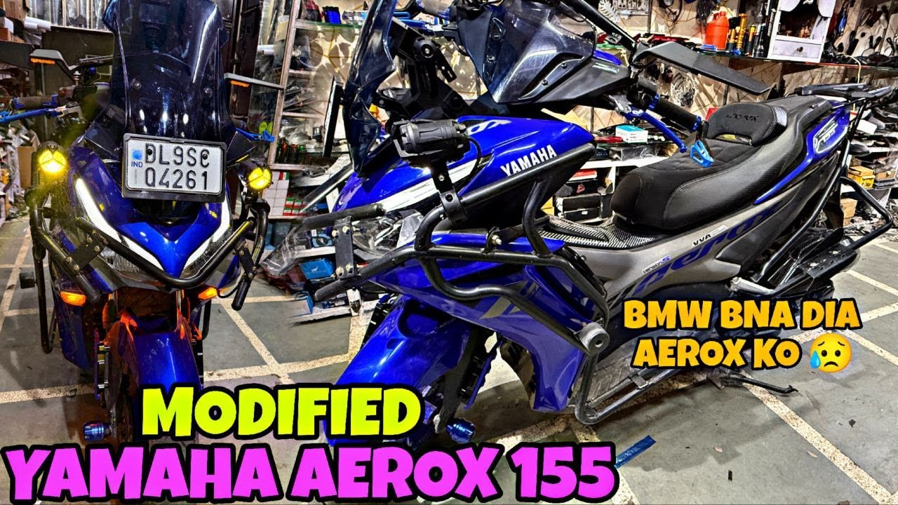 BMW Bhi fail Esi Bna di YAMAHA AEROX 155 Modification karke | Thailand Imported Visor | RCB Liver |