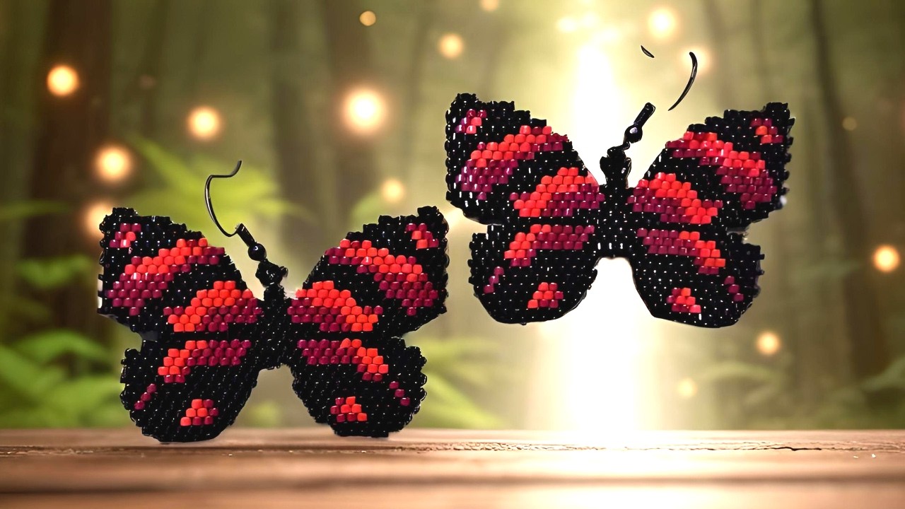 Brick Stitch Butterfly Earrings Tutorial | Full Step-by-Step Beading (Miyuki Delica)