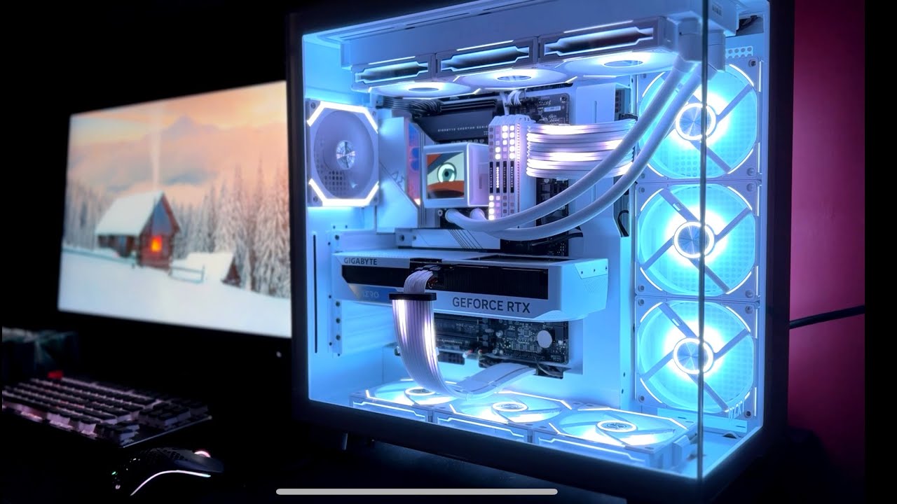 building my first gaming pc | all white lian li 4070 rtx i7 build (sped up)