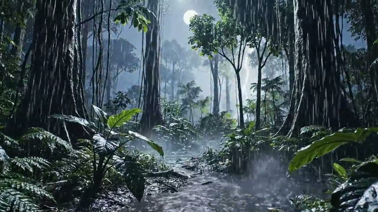 Soft Rain in a Deep Forest at Night 🌲 | Gentle Nature Sounds for Deep Sleep & Relaxation