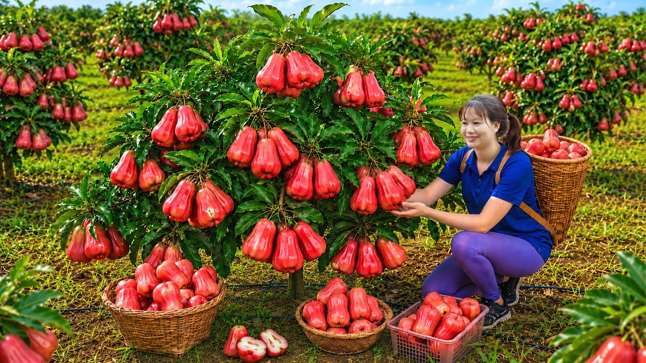 Harvesting 350KG Sweet Rose Apples To Village Market Sell | Traditional Tropical Fruit Drink Recipe