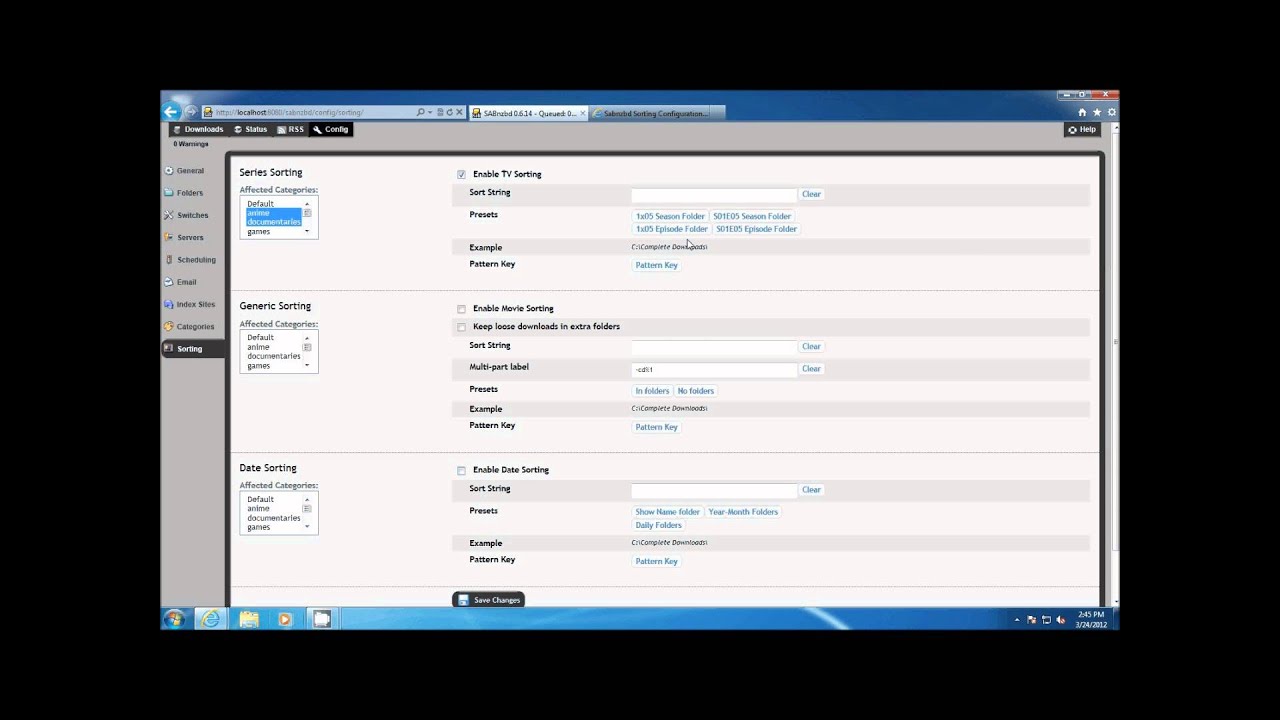SABnzbd Sorting - HTPCBuild.com