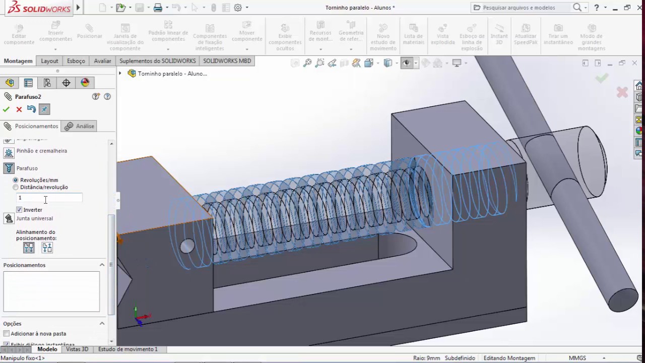 Como fazer animação de um parafuso no solidworks