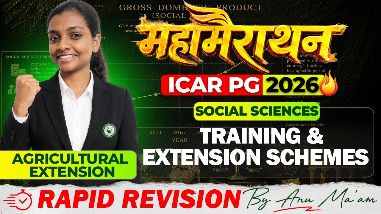 ICAR PG 2026 Social Sciences Marathon | Training and Extension schemes, Revision By Anu Ma'am