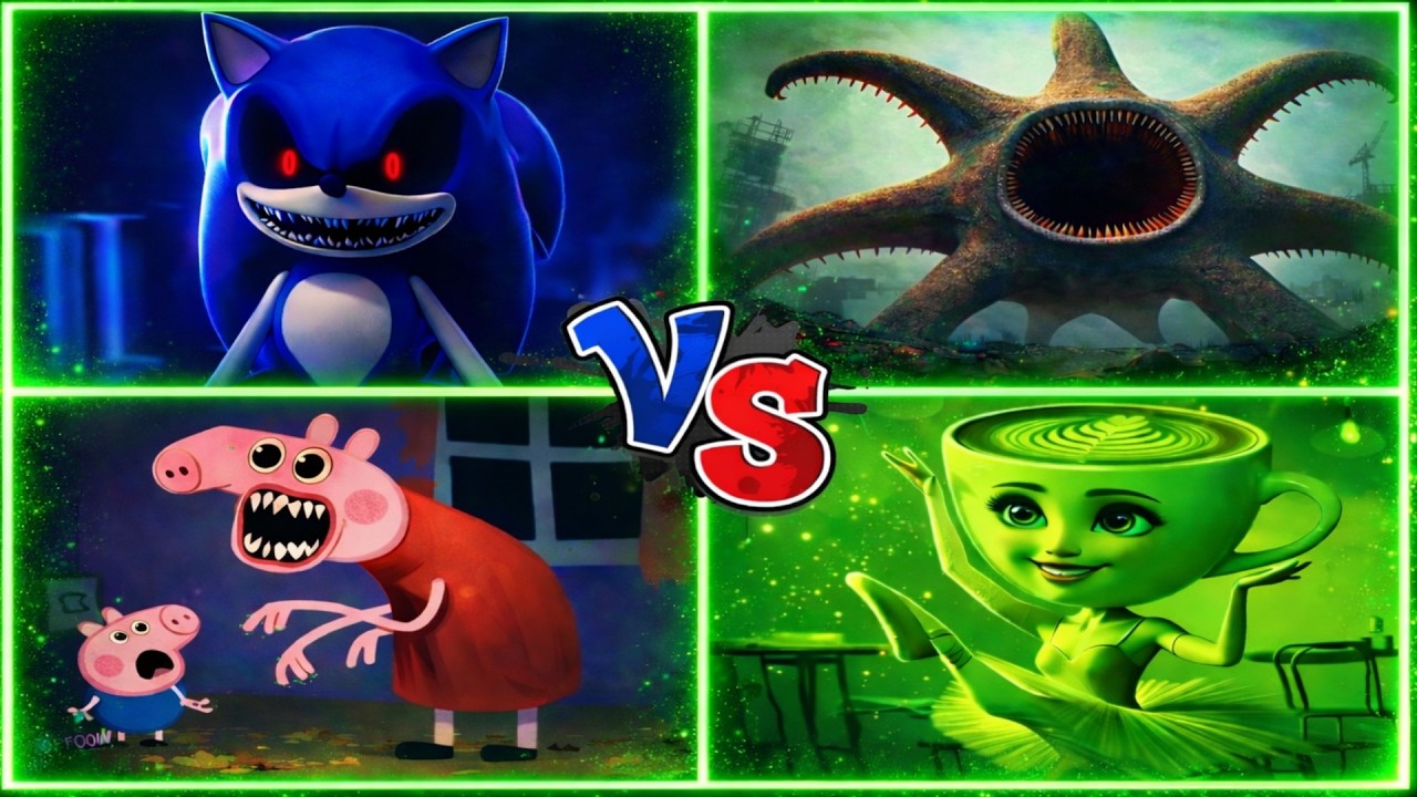 SONIC.EXE 🆚 PEPPA PIG.EXE 🆚 CARTOON WORM 🆚 SIREN HEAD😬 WHO WILL SURVIVE THIS CRAZY NIGHT❓