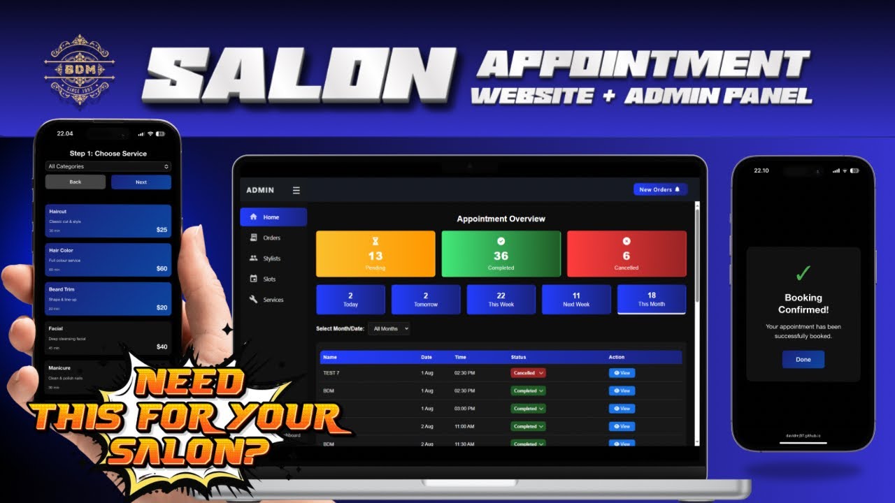 Salon Booking Website | Online Appointment System with Admin Panel