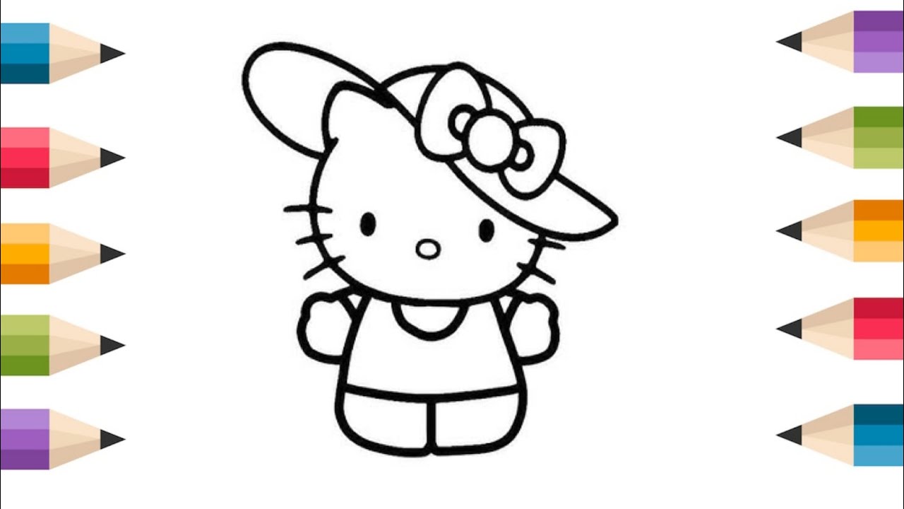 Милый рисунок Hello Kitty, раскраска для детей и малышей_ Простой рисунок 😆☺️