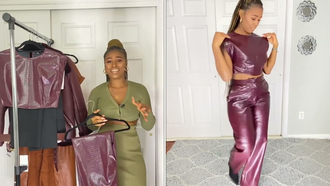 Women try on SEXY leather outfits sample