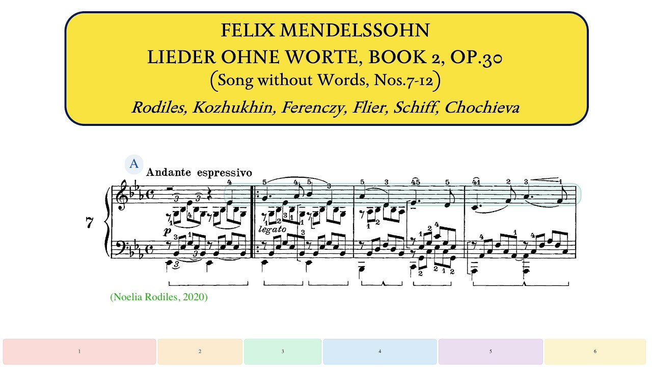 Mendelssohn, Lieder ohne Worte, Book 2 (Nos.7-12), Op.30 (Rodiles, Kozhukhin, Ferenczy, Flier, ...)