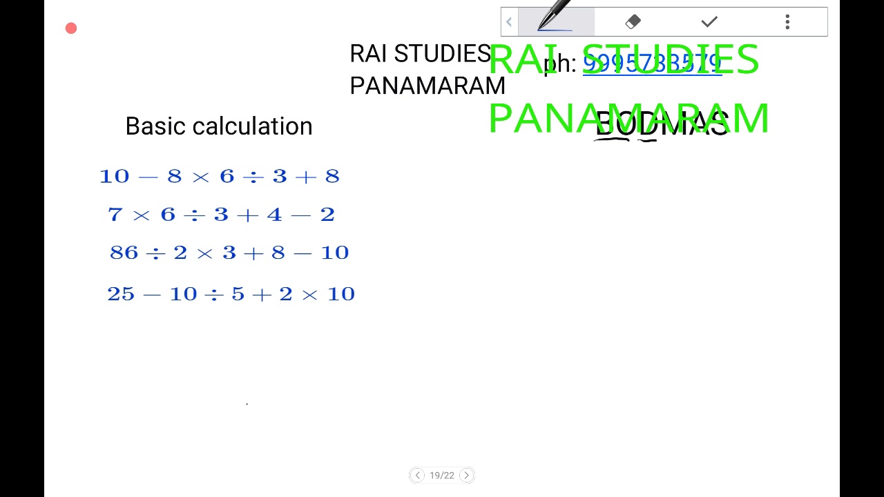Maths basic calculation Malayalam bodmas