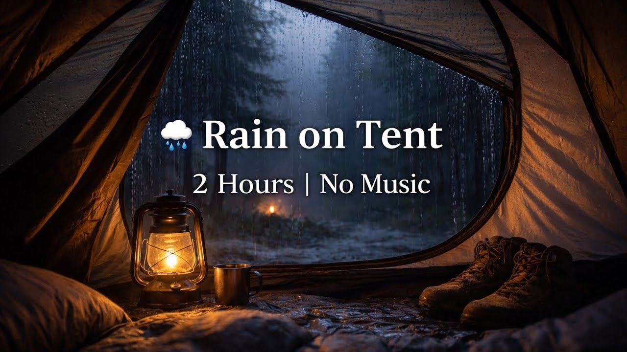 Rain on Tent 🌧 | 2 Hours | No Music | 텐트 위 빗소리 2시간 수면용