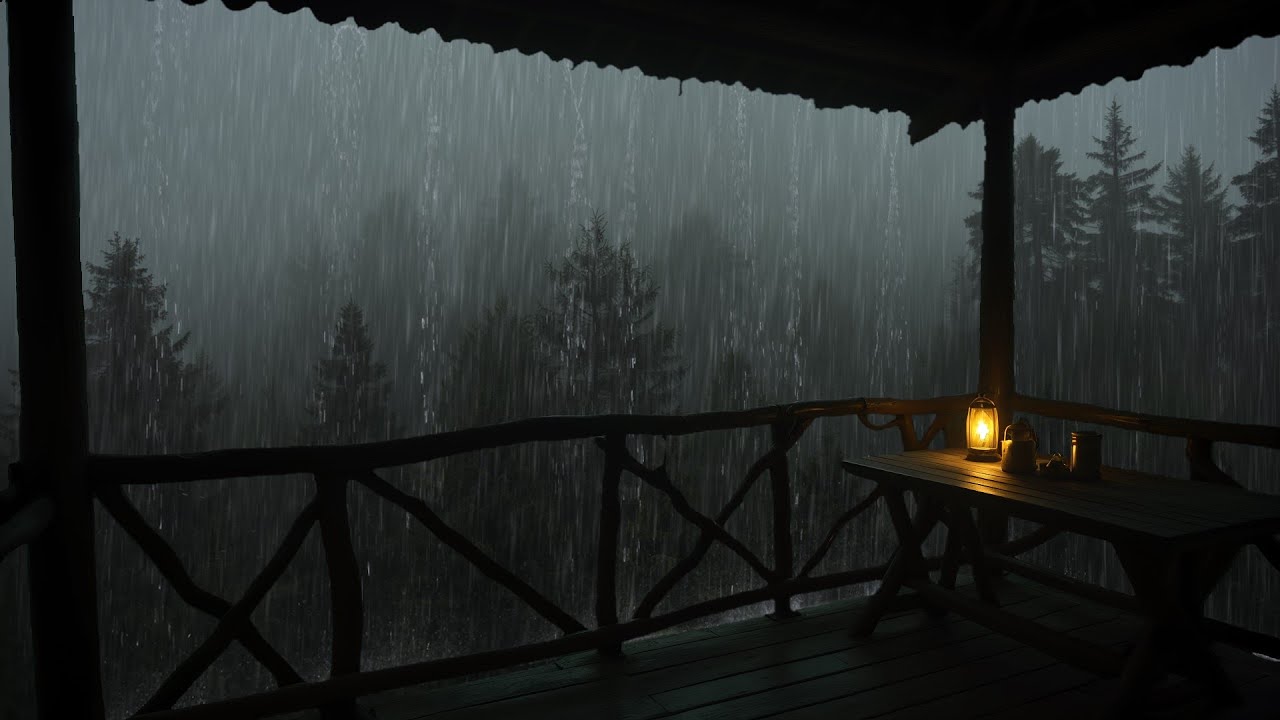 Thunderstorm sounds on the old thatched roof - Soothing rain sounds for reading and rest
