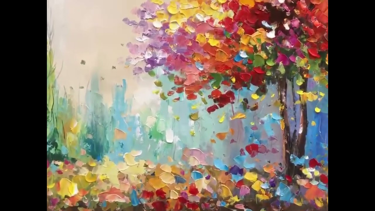 Large Colorful Flower Painting on Canvas Large Wall Art Abstract Textured Floral Landscape Painting
