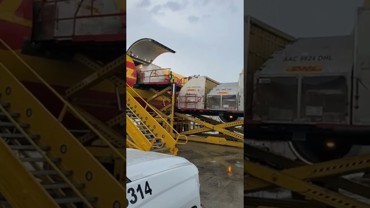 DHL CARGO BOEING 767 International cargo unloading  #shorts
