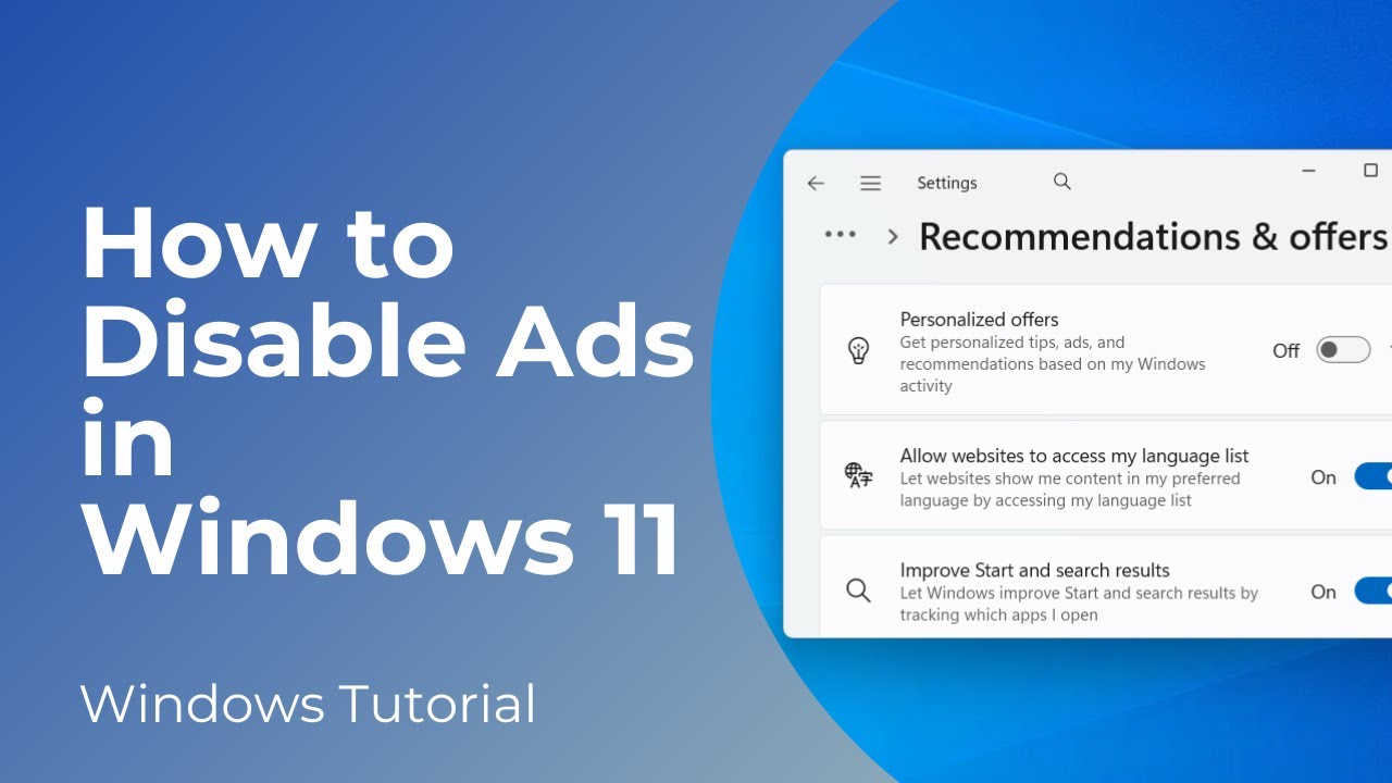 Как отключить рекламу в Windows 11