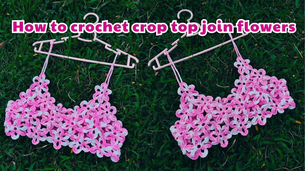 How to crochet crop top join flowers | Cri crochet