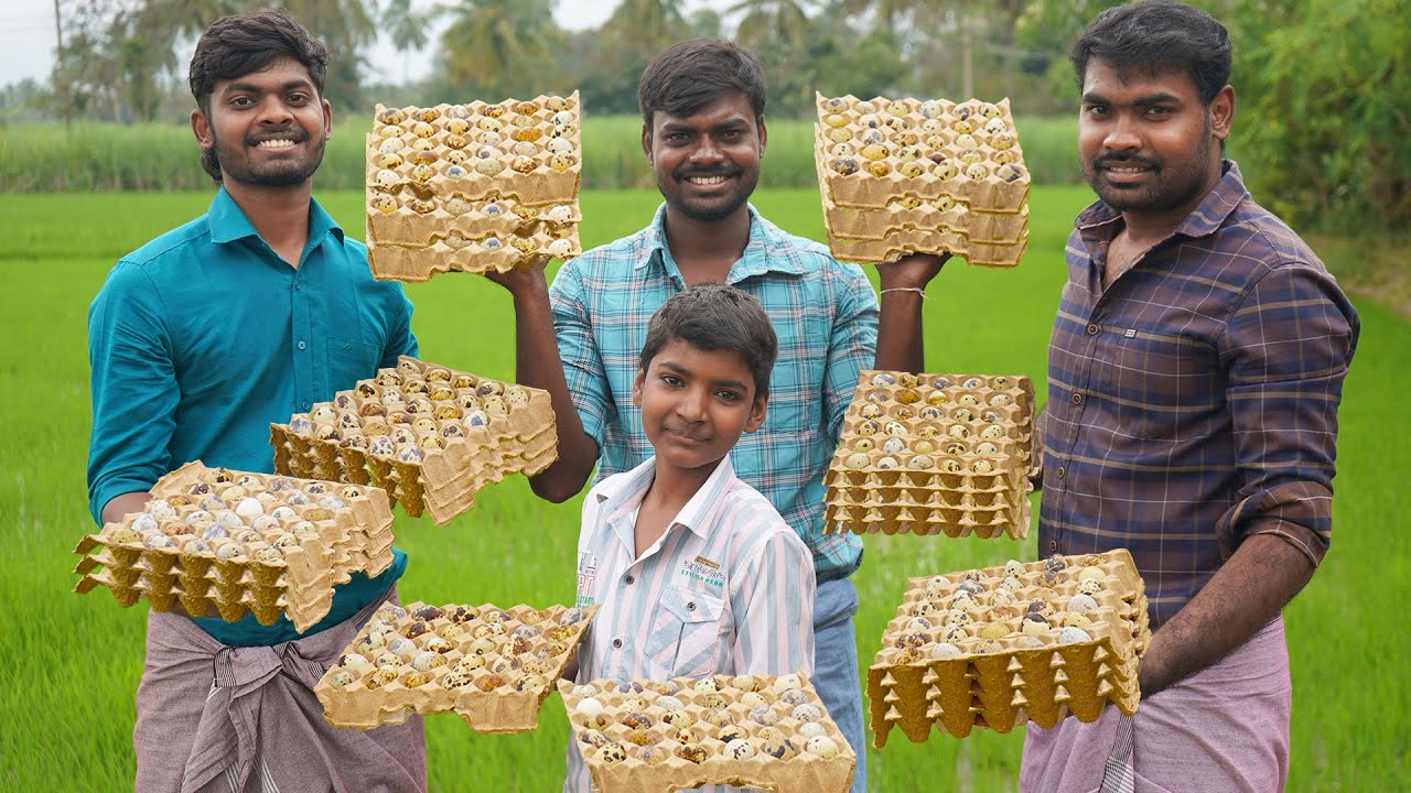 Village style QUAIL EGG FRY | 1000 Kadai Muttai Fry Recipe| egg recipe #quail #egg 