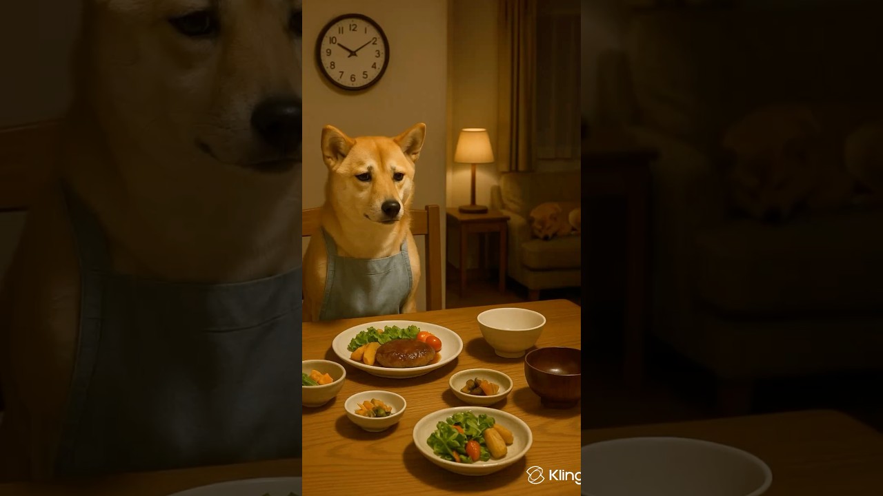 夜ご飯を作り父柴タロウの帰りを待つ母柴マリ。22時を過ぎても一本の連絡も来ない。待ちくたびれたマリは先にソラと寝ていたが。#柴犬 #ai動画 #柴犬動画 #柴犬マリ